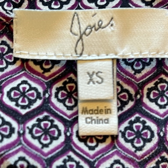 Joie Daryn Print Silk Burgundy Top - Picture 10 of 11